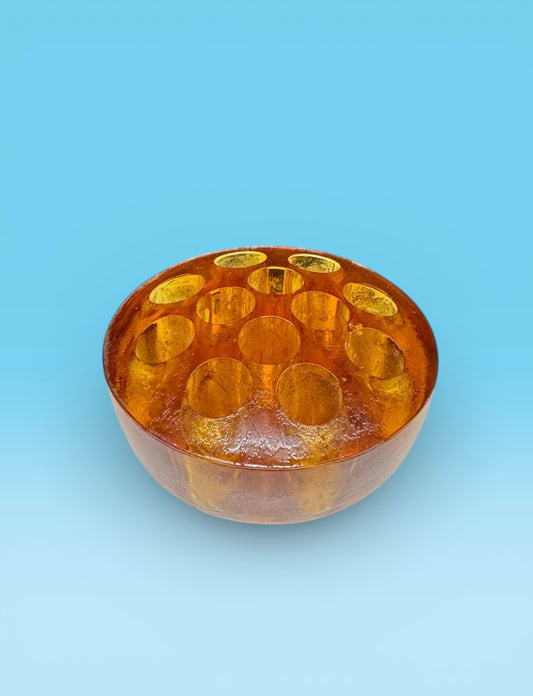 Vintage amber glass flower frog,made in England