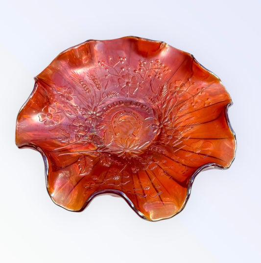 Northwood Horseshoe Good Luck Plate Bowl Decorative Floral Design