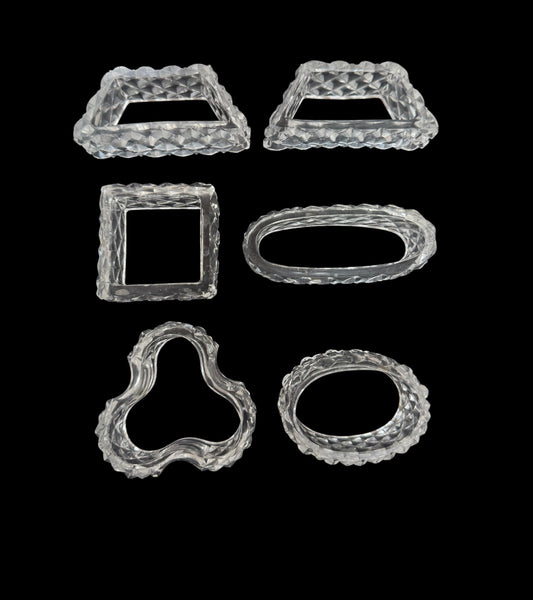 Set of 6 Vintage Crystal Napkin Rings