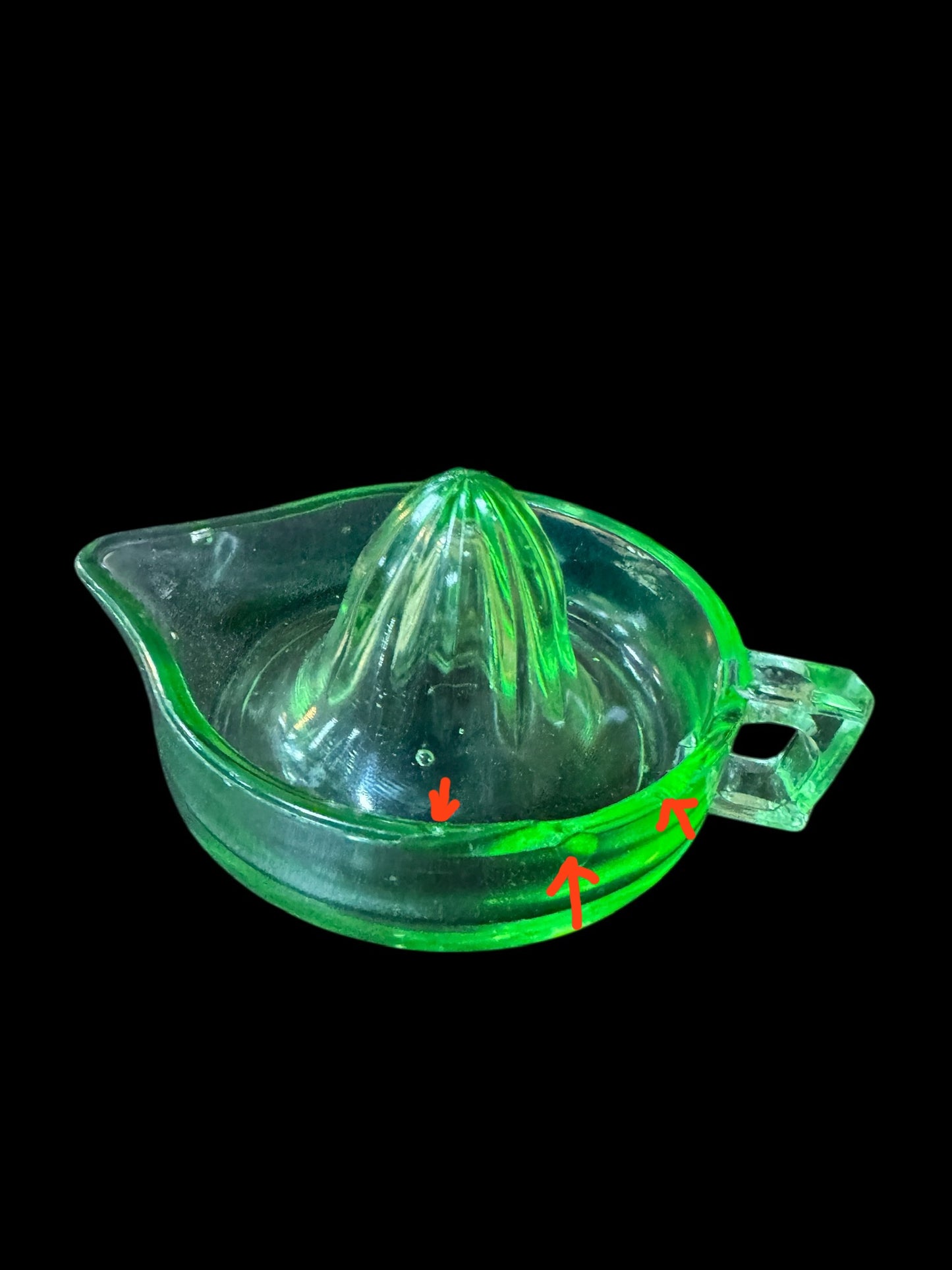 1930’s big Art deco Green Depression Glass Juicer Reamer