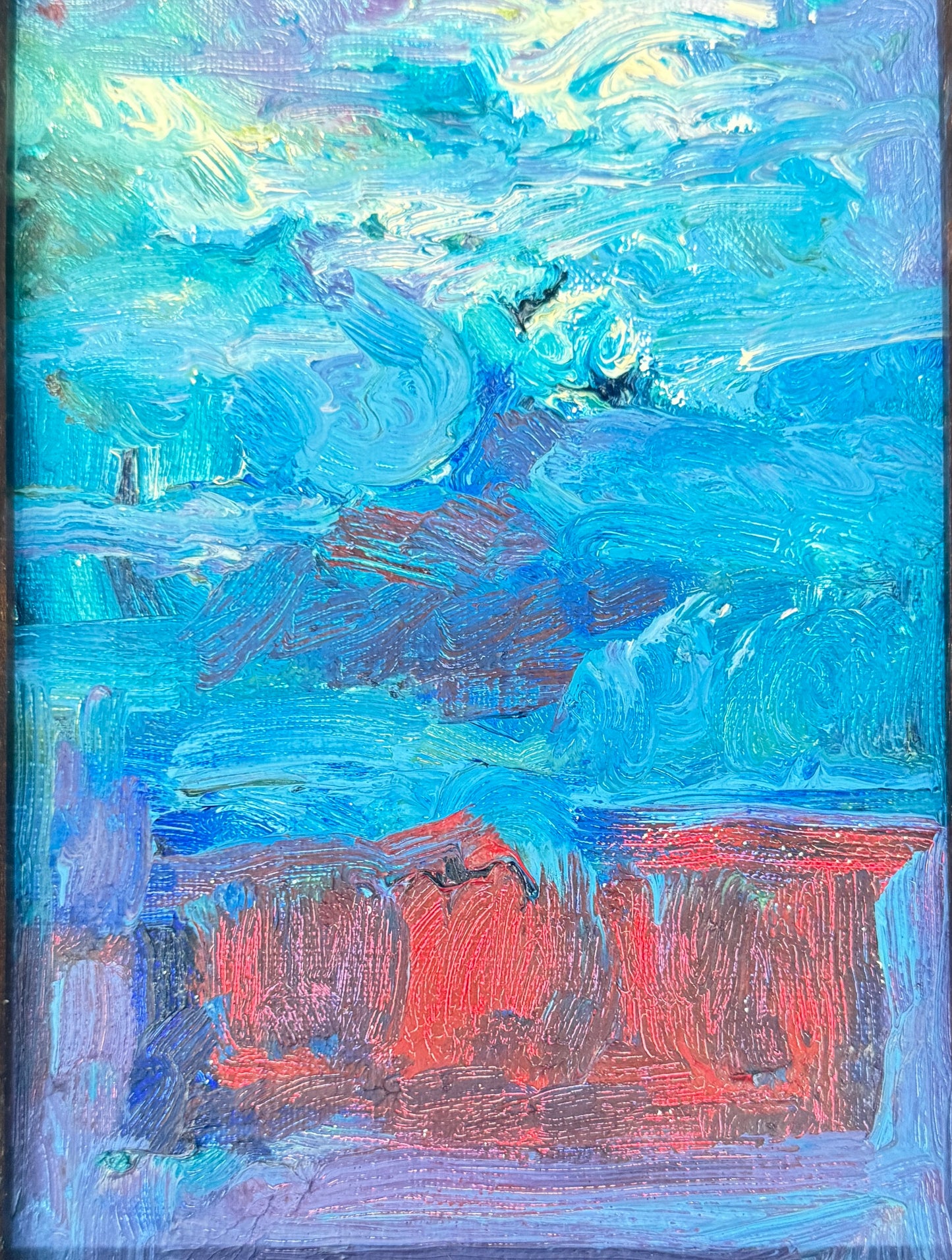 vintage1993 oil painting on canvas,wooden frame