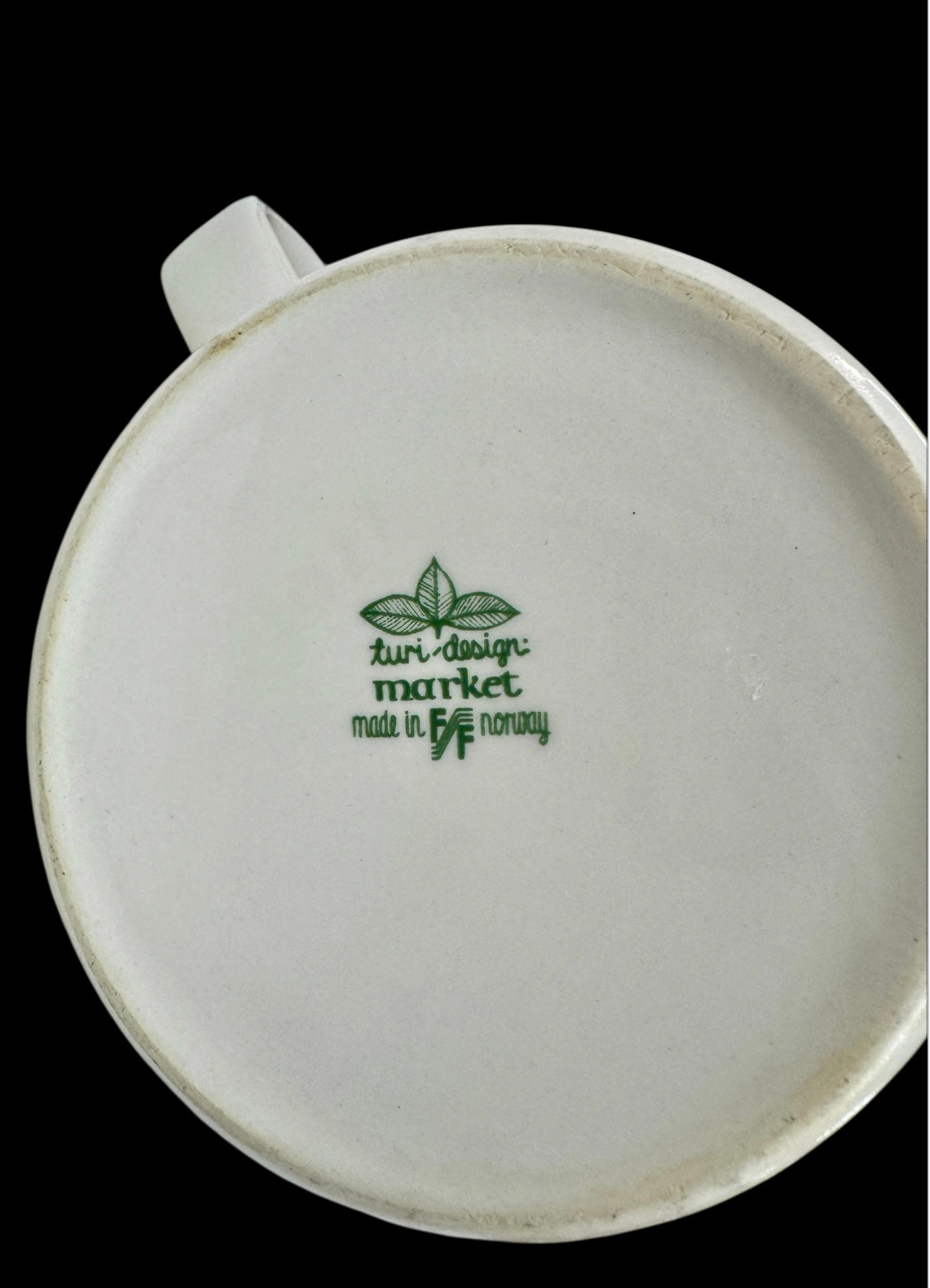 Figgjo Market Jug, Turi Design, 1960s Vintage Norwegian Ceramic Pitcher, Green & Yellow Folk Art