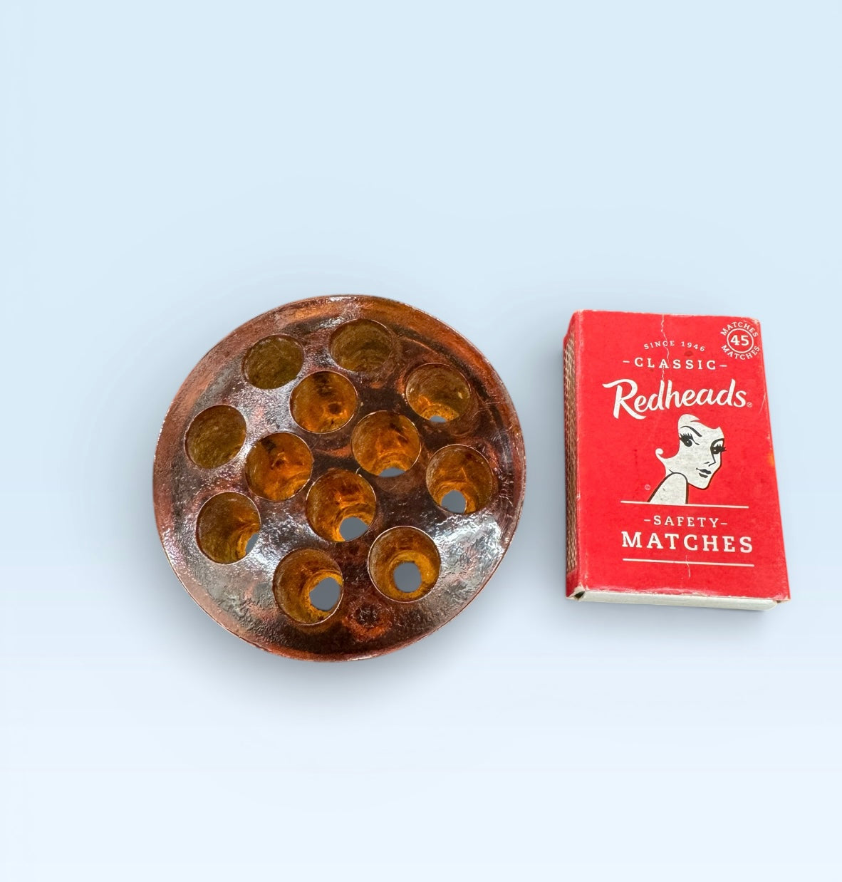 Vintage amber glass flower frog,made in England