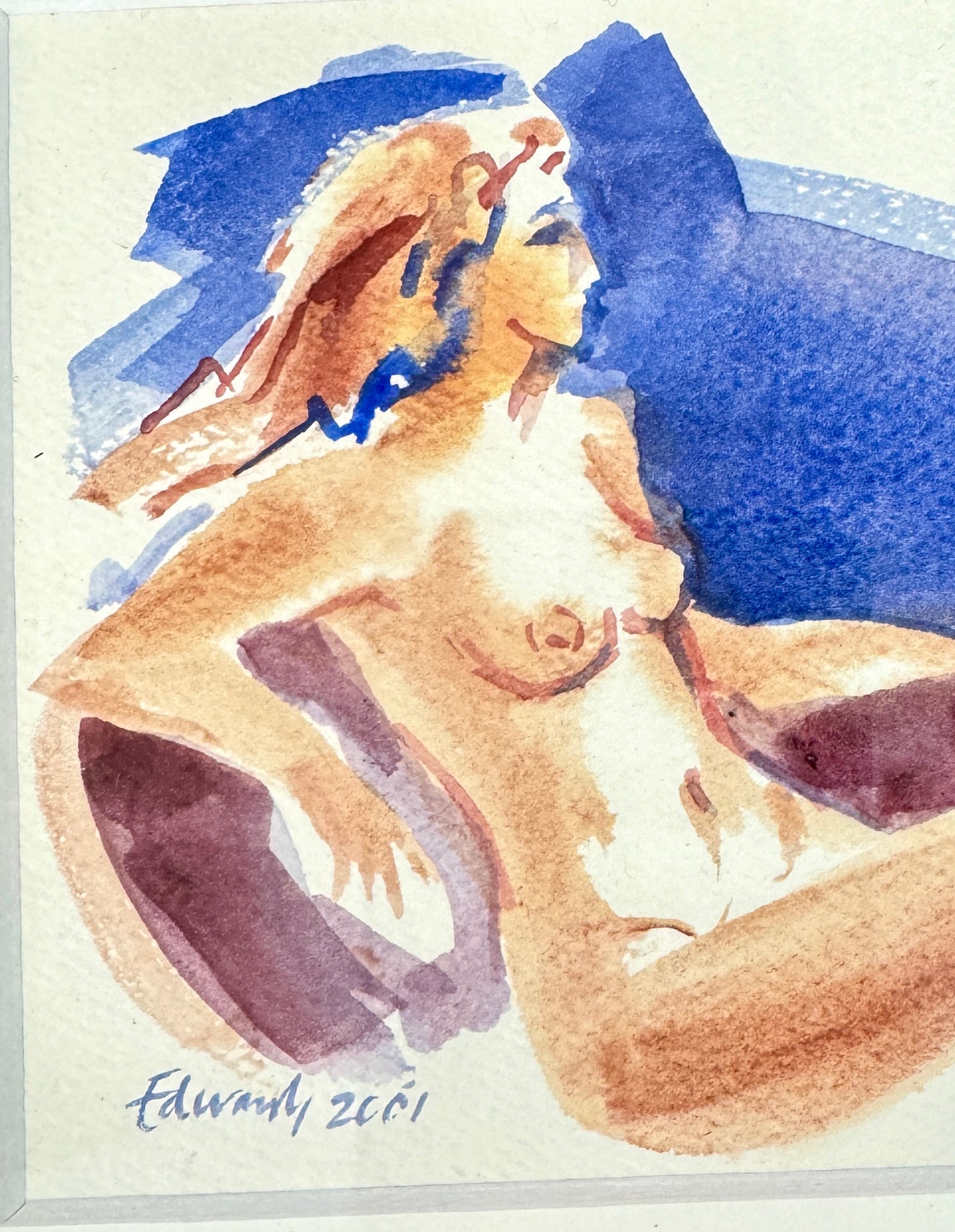 Watercolour painting by Australia Australian folklorist Ron Edwards (1930 - 2008),signed 2001