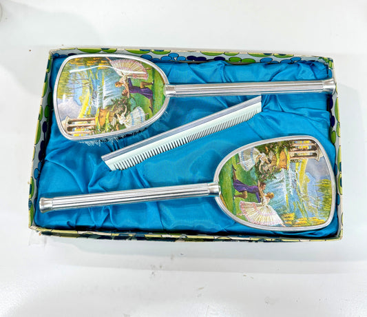 Vintage 1960s Dressing Table Set – Mirror, Brush & Comb (Original Box)