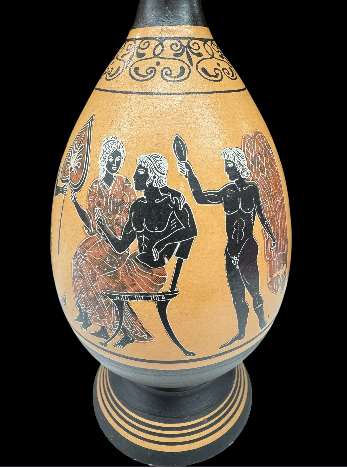 Vtg Greek Plate Reproduction Copy Of circa 550BC vase, Hand Made Terracotta Clay Pottery Ancient Greece