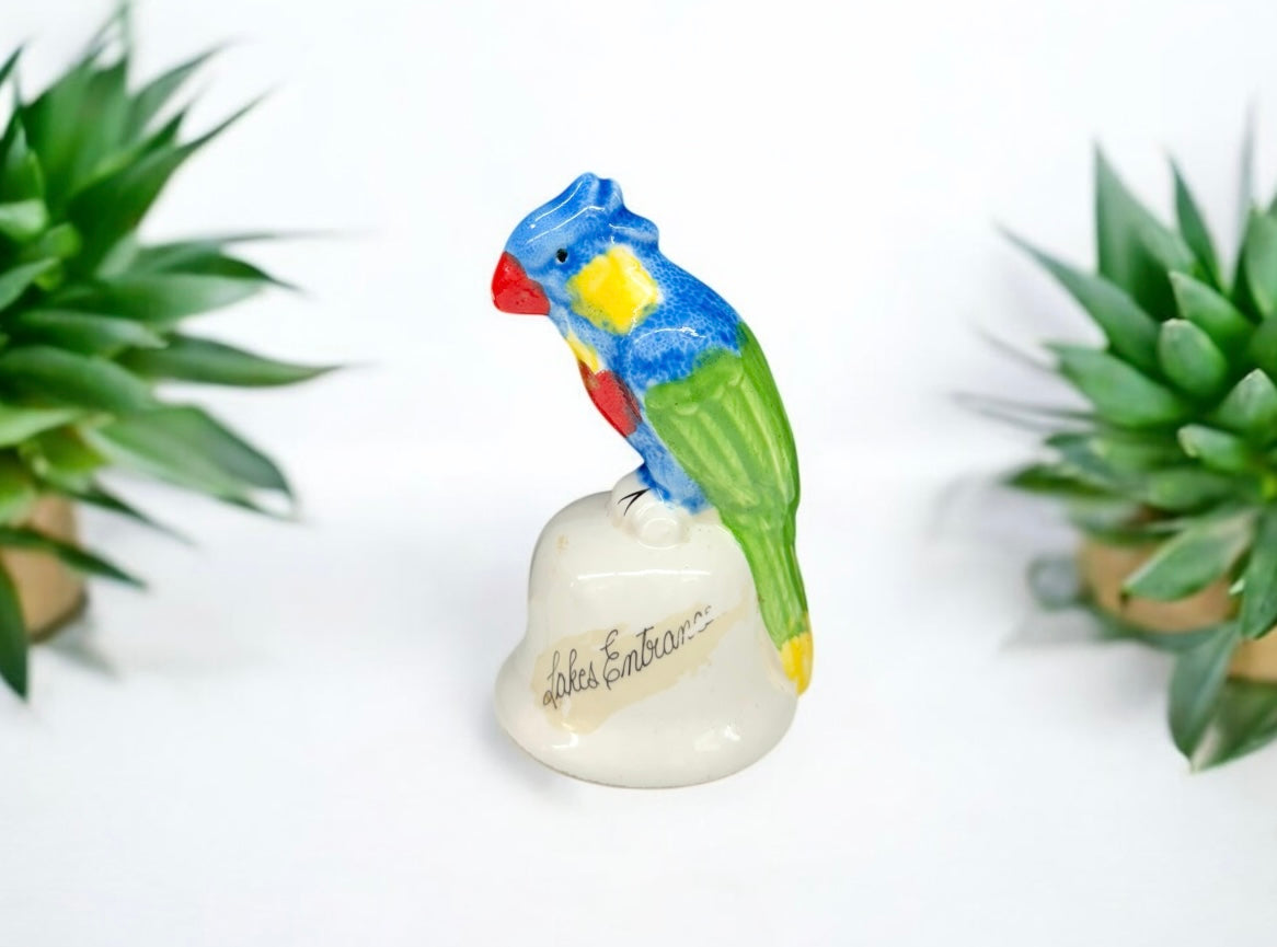 Vintage porcelain Parrot bell,made in Japan, hand painted