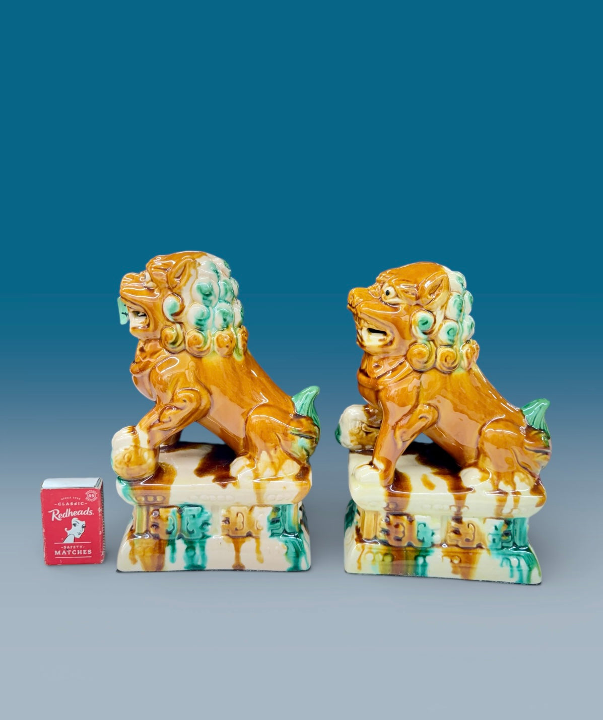 Vintage Chinese Foo Dogs – Ceramic Guardian Lions (Pair)