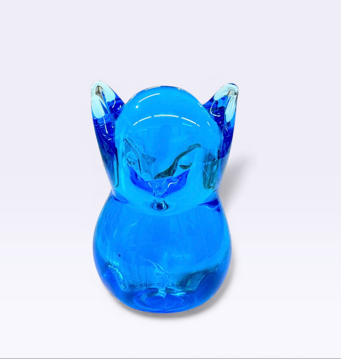 MCM Swedish Konstglas Ronneby blue vintage fox glass paperweight
