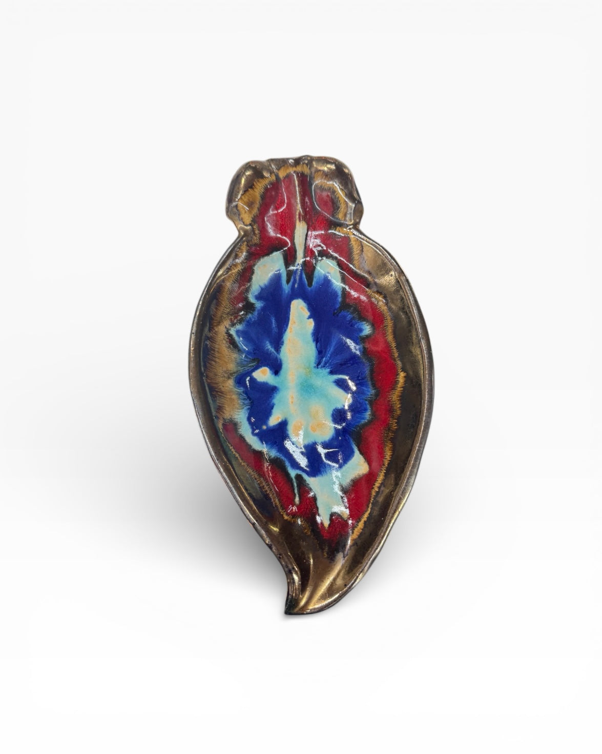 Vintage Pottery Leaf Trinket Dish