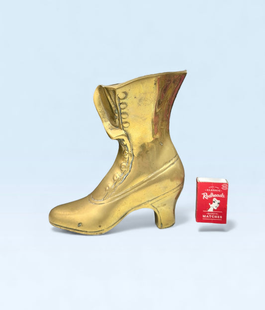 Vintage BRASS Victoria BOOT vase planter,solid vase,flower vase,indoor plant