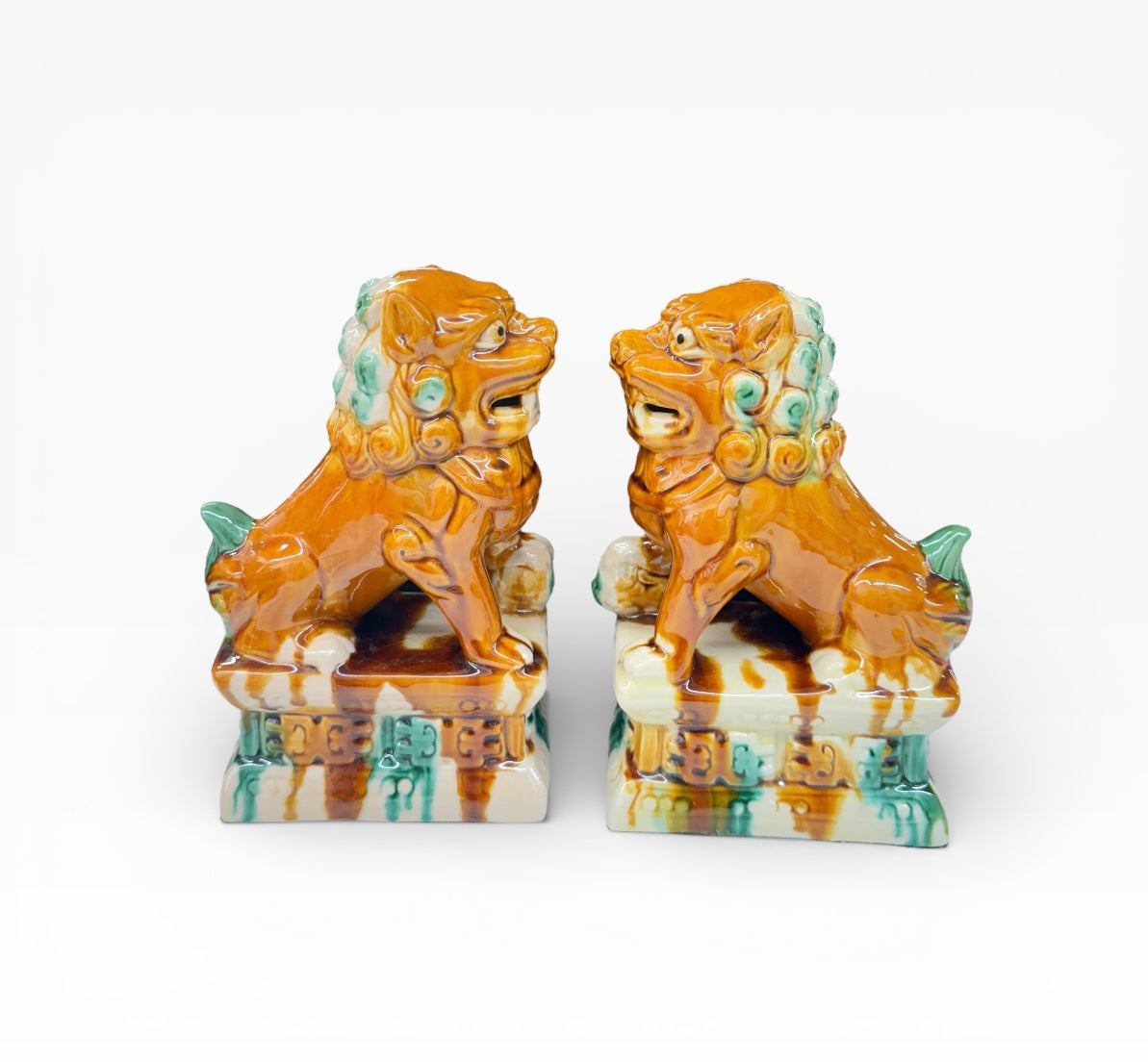 Vintage Chinese Foo Dogs – Ceramic Guardian Lions (Pair)