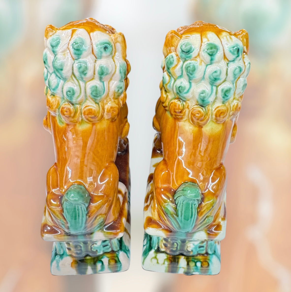 Vintage Chinese Foo Dogs – Ceramic Guardian Lions (Pair)