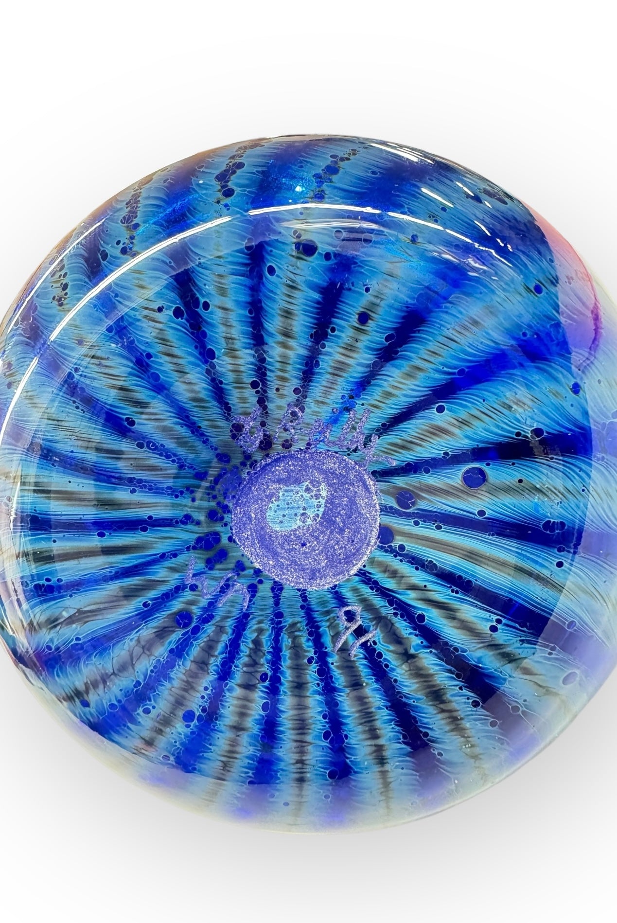 Art glass jug by Gerry Reilly,Australian hot glass artist,blue glass jug
