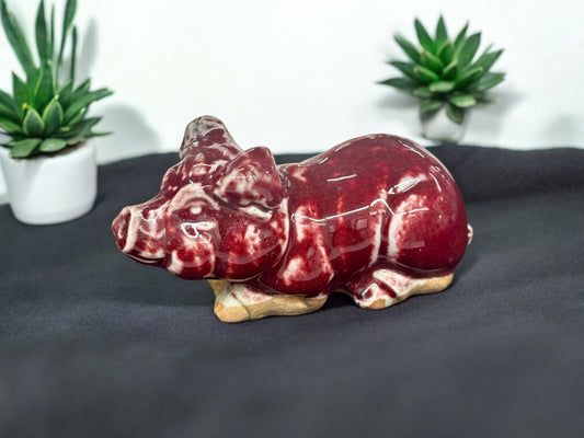 Red ceramic pig,ceramic statue,home decor