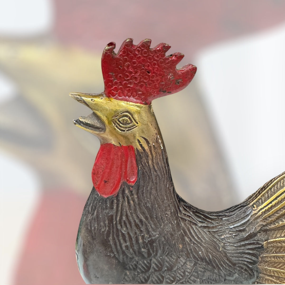 Chinese Red brass Gilded Rooster Statue,home decor,garden decor