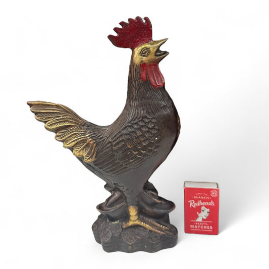Chinese Red brass Gilded Rooster Statue,home decor,garden decor