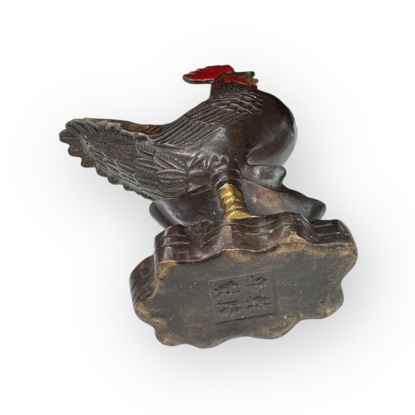 Chinese Red brass Gilded Rooster Statue,home decor,garden decor
