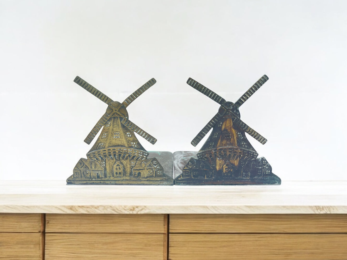 MCM Brass windmill bookends,office decor