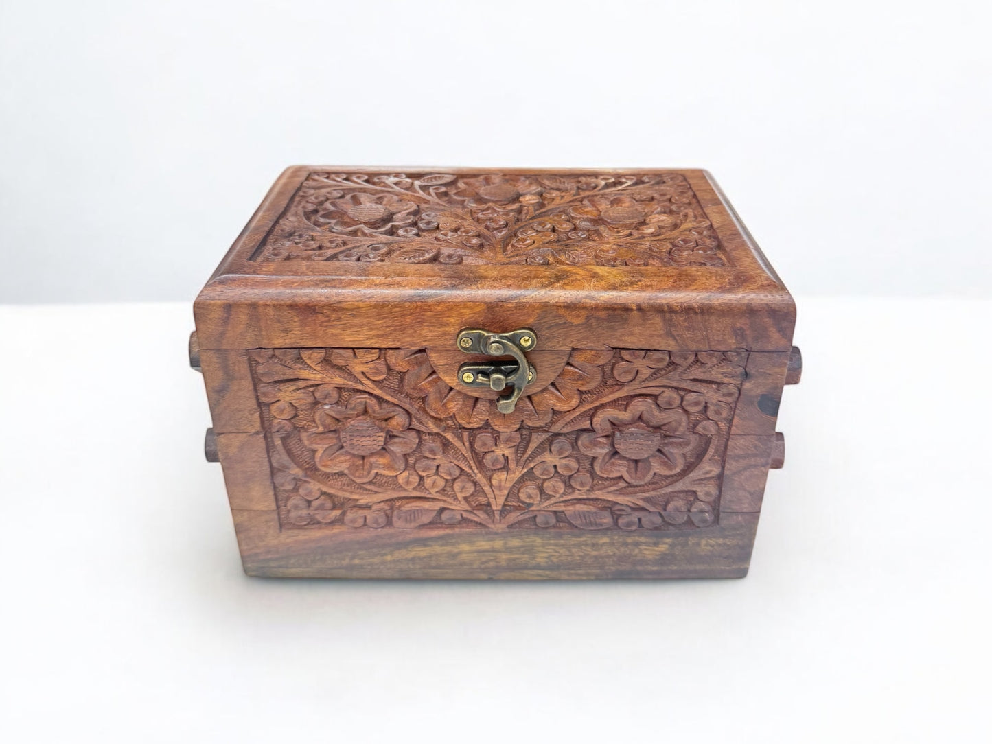 Three Tiered hand Carved Wooden Jewellery Box,trinket box,wooden box
