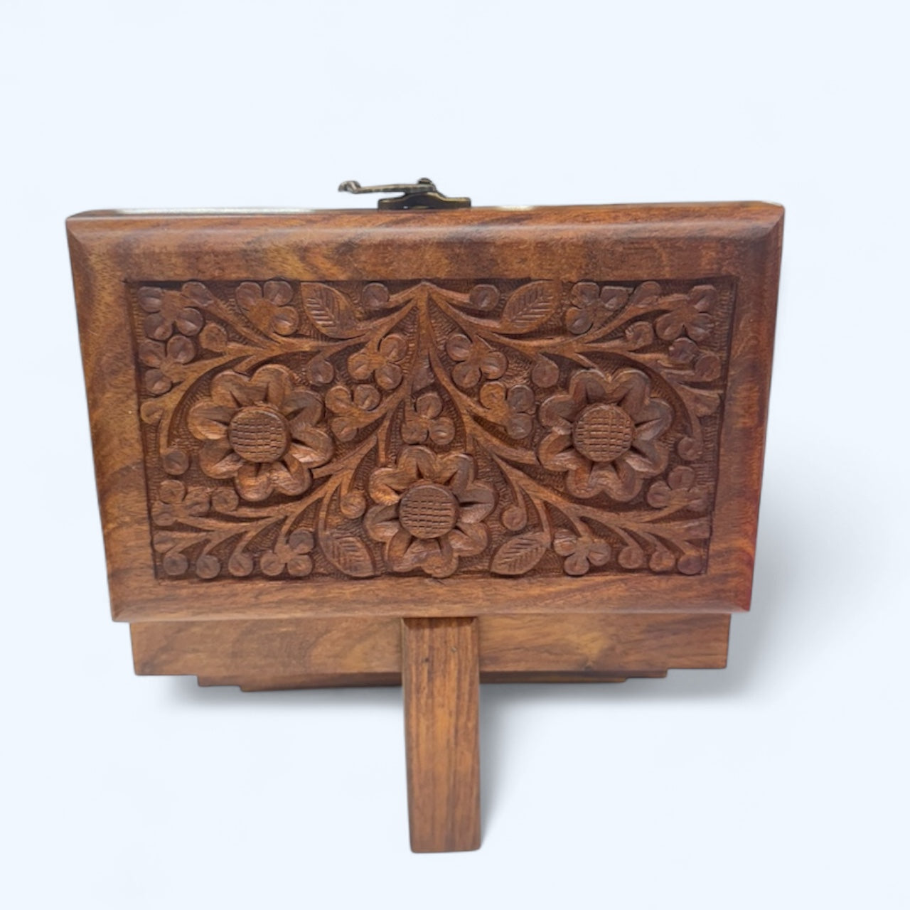Three Tiered hand Carved Wooden Jewellery Box,trinket box,wooden box