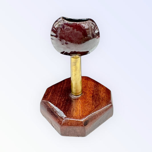Vintage Nut toothpick holder with wooden base