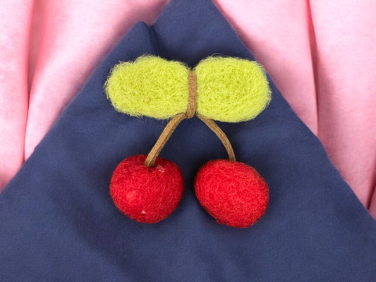 Felt fabric cherry brooch,lady brooch