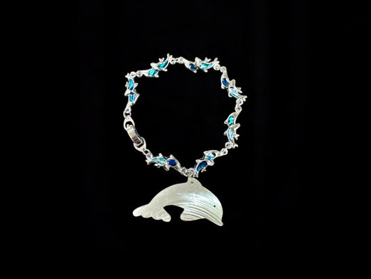 sea shell dolphin bracelet,mothe of pearl