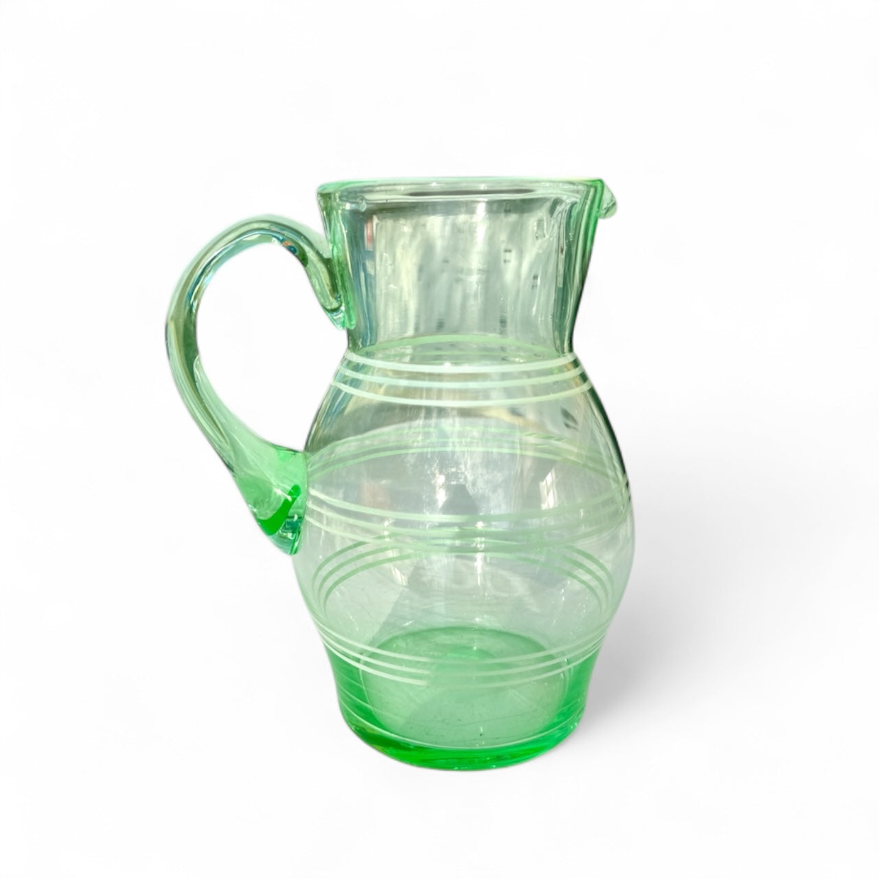 vtg uranium glass pitcher/jug,art glass,uranium