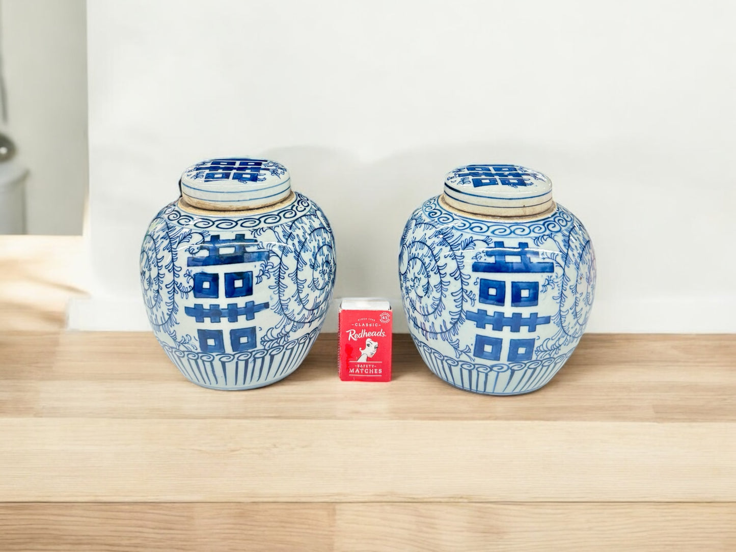Chinese blue and white ginger jar With Double Happiness Pattern