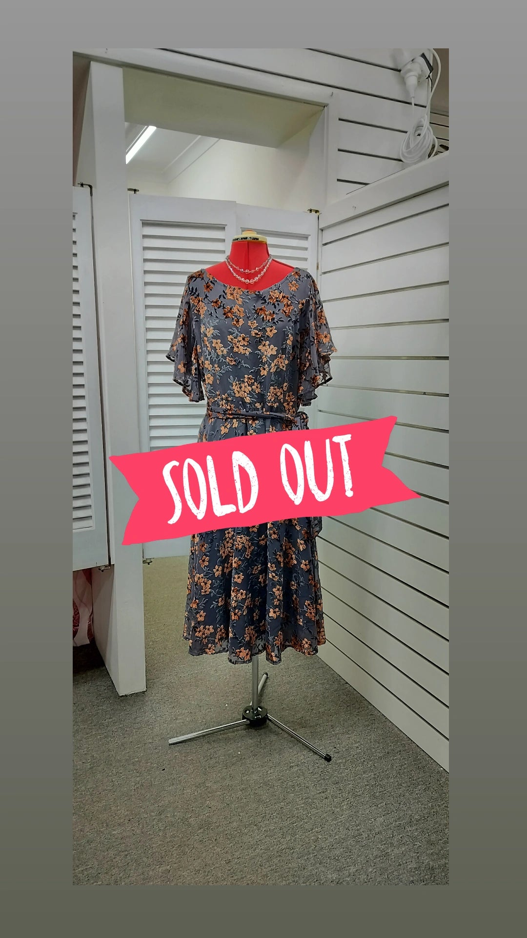 Maiocchi grey + burnt orange velvet dress. Size-14.