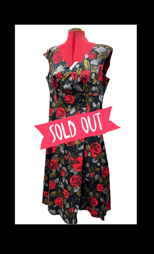 Red Cotton Retro Speed Label Dress