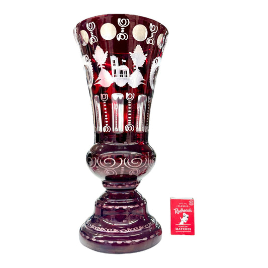 31cm tall Bohemia EGERMANN Czech red ruby GLASS VASE