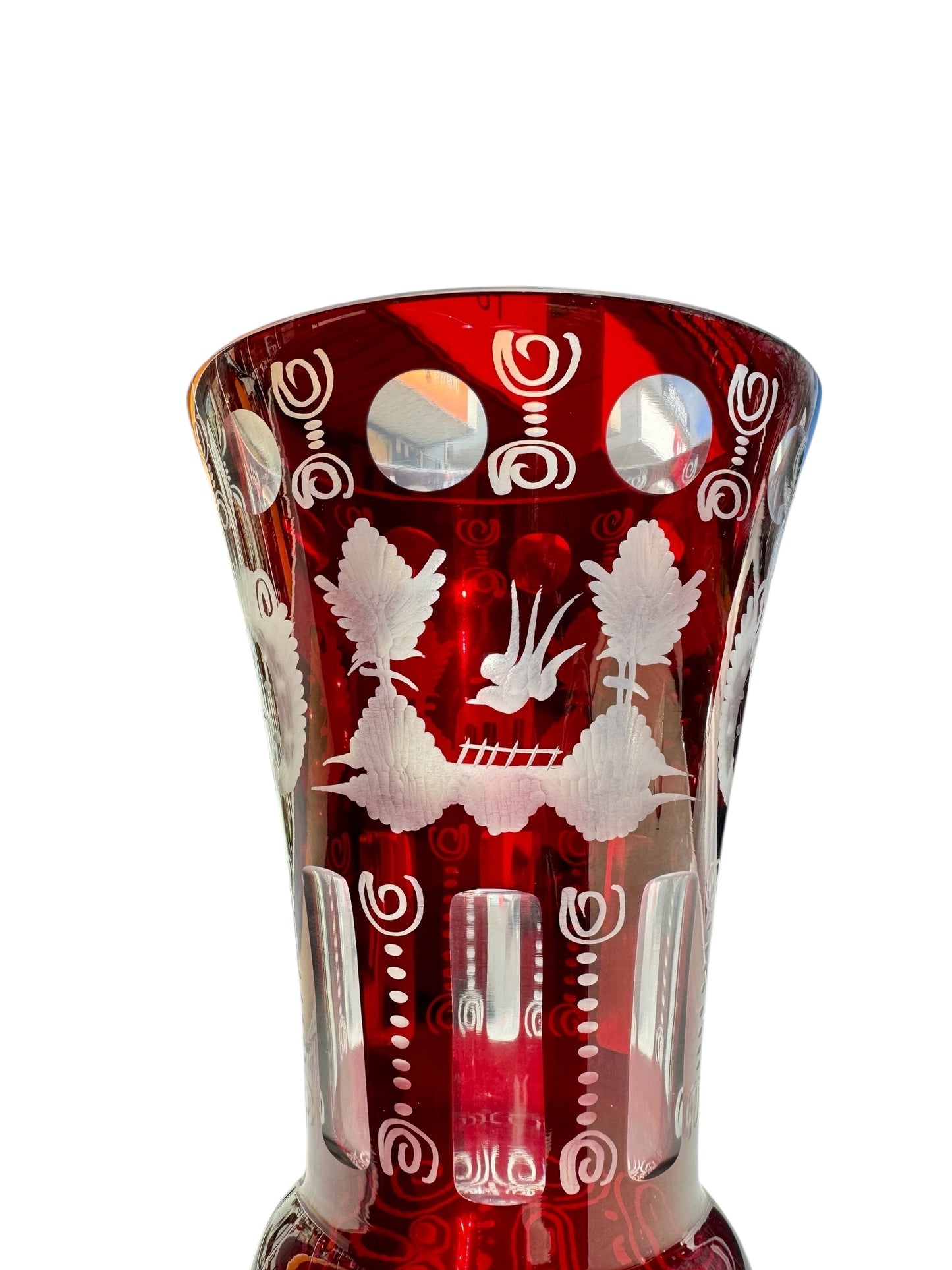 31cm tall Bohemia EGERMANN Czech red ruby GLASS VASE