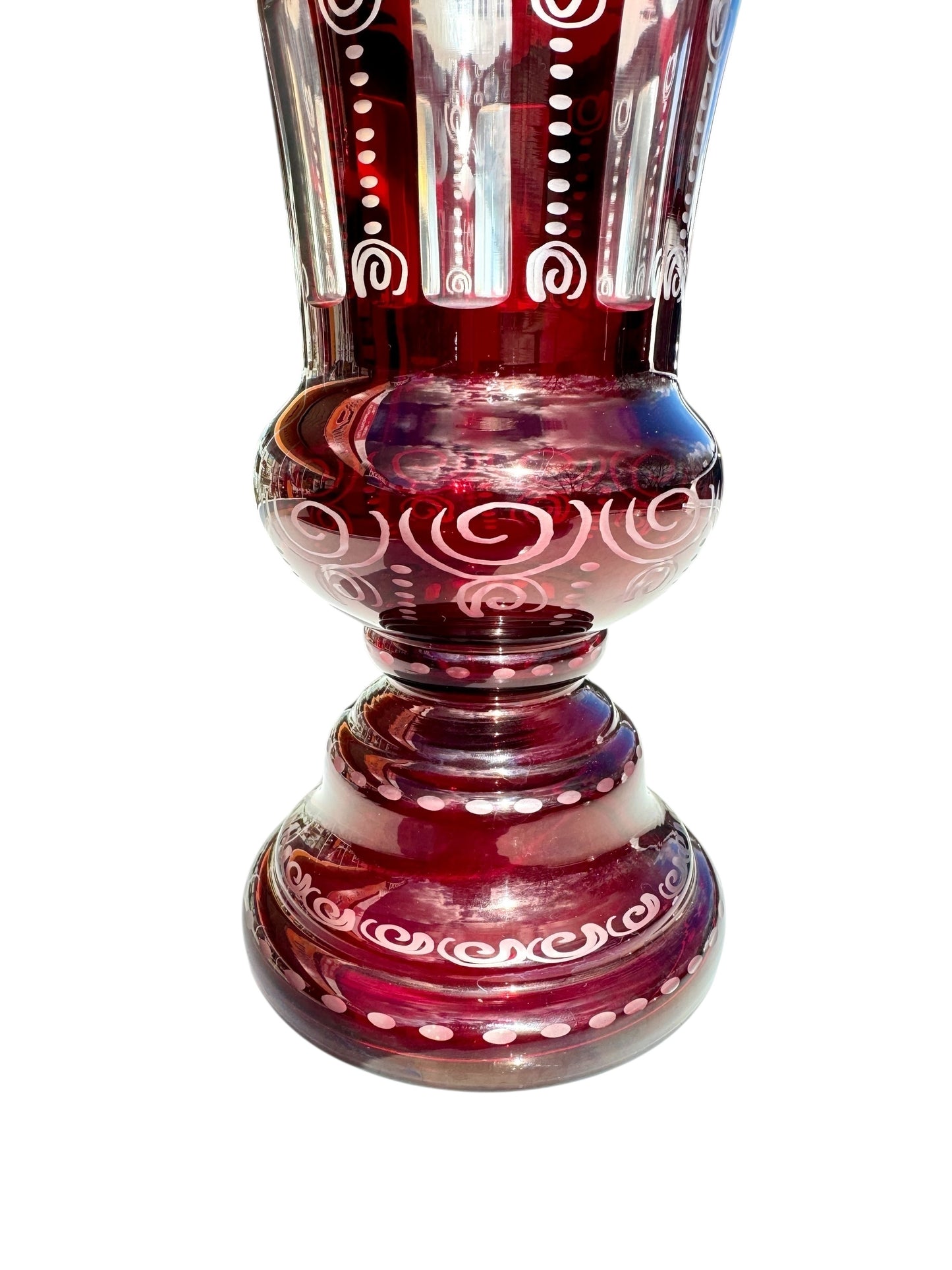 31cm tall Bohemia EGERMANN Czech red ruby GLASS VASE