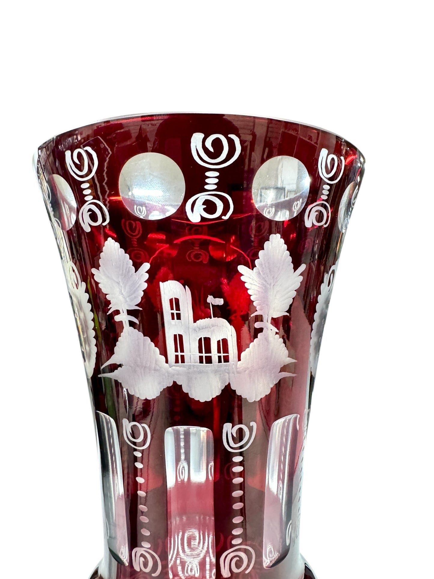 31cm tall Bohemia EGERMANN Czech red ruby GLASS VASE
