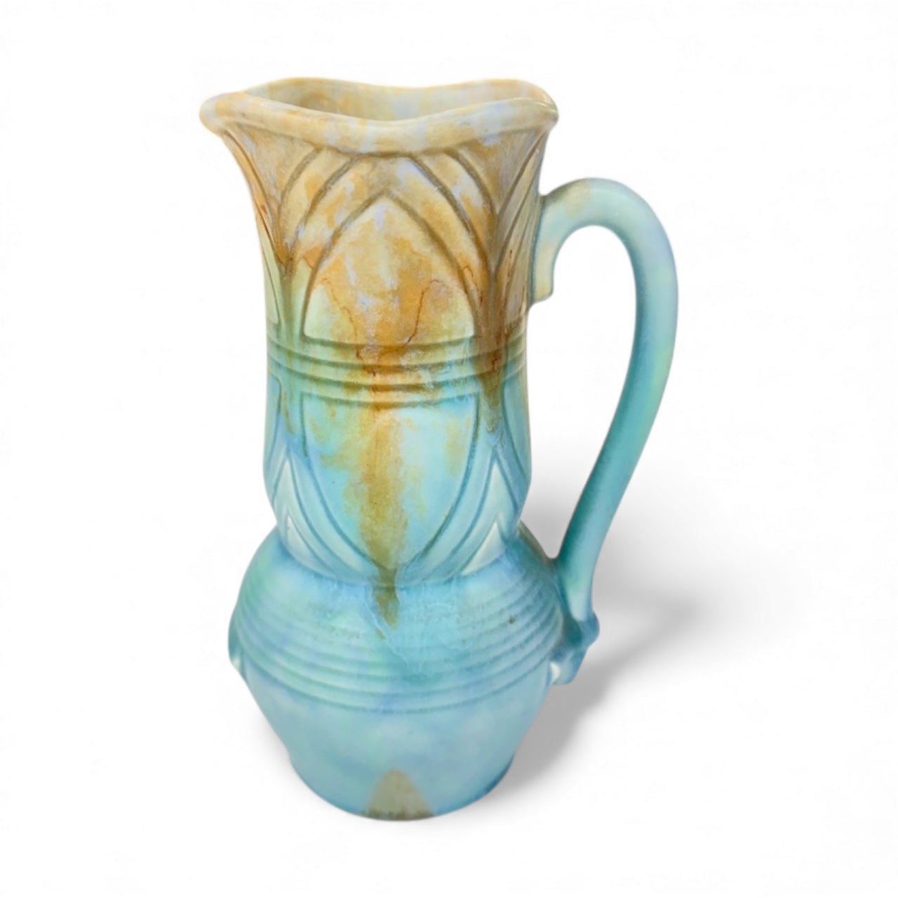 Vintage Beswick Ware Jug – Model 616, Blue & Ochre Drip Glaze (Made in England)