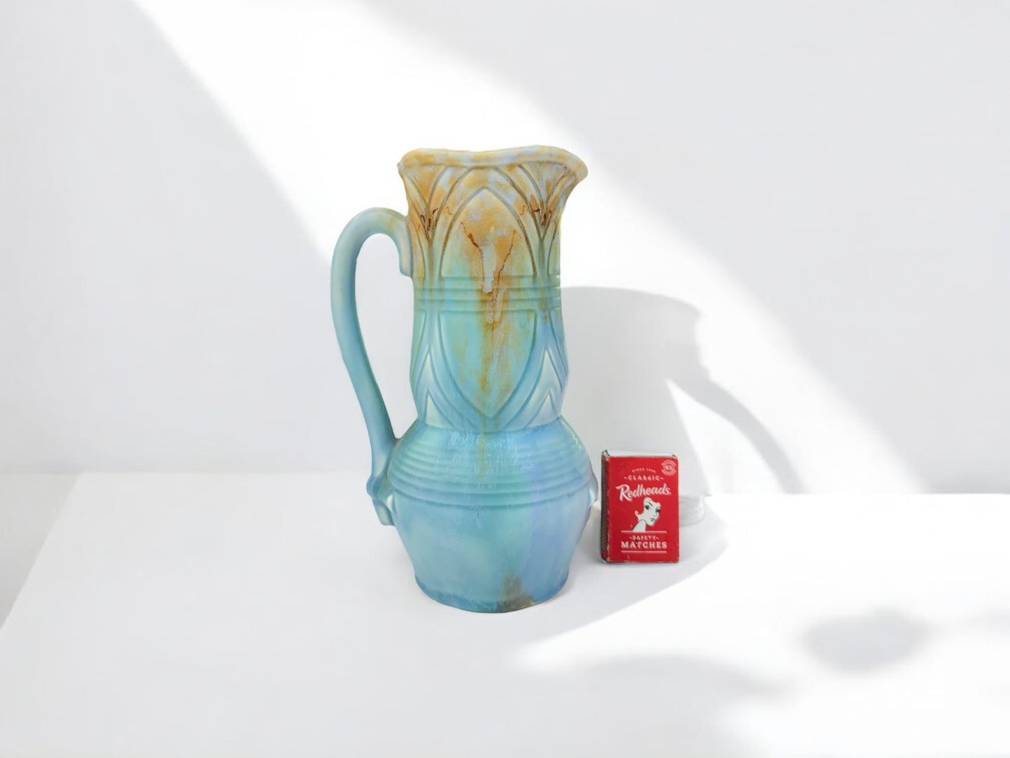 Vintage Beswick Ware Jug – Model 616, Blue & Ochre Drip Glaze (Made in England)