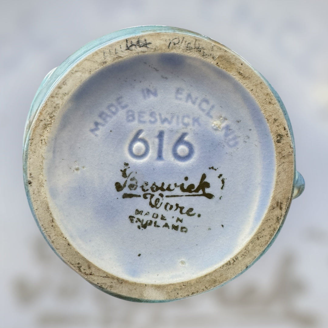 Vintage Beswick Ware Jug – Model 616, Blue & Ochre Drip Glaze (Made in England)