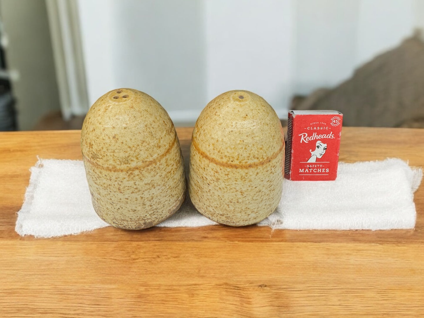 Vintage Studio Pottery Salt & Pepper Shakers – Leaf Motif