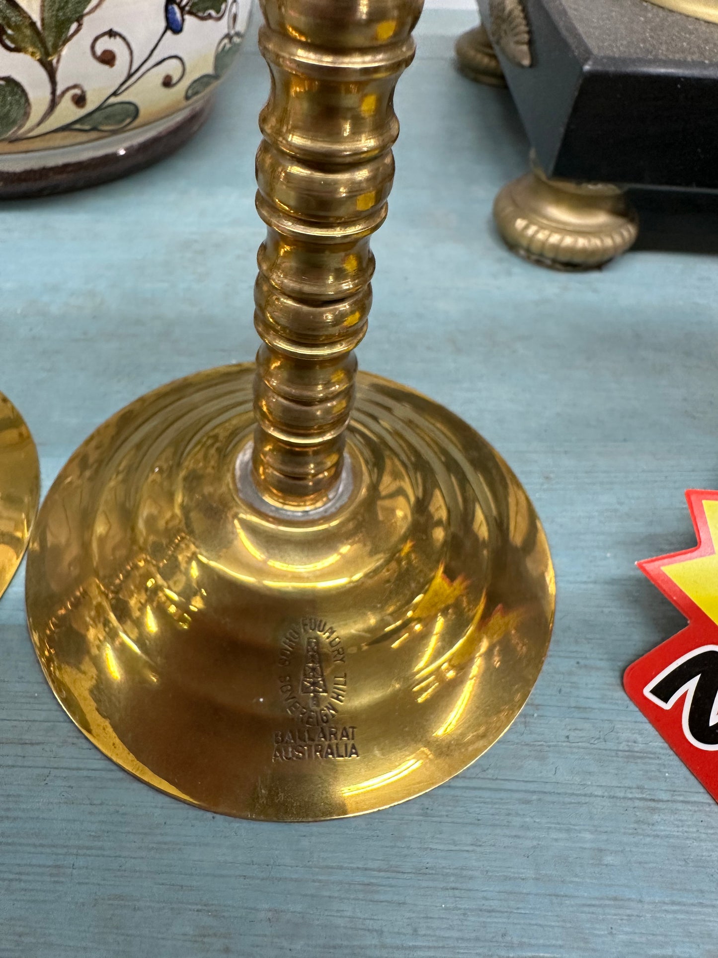 Pair Brass Candlesticks Soho Foundry Sovereign Hill