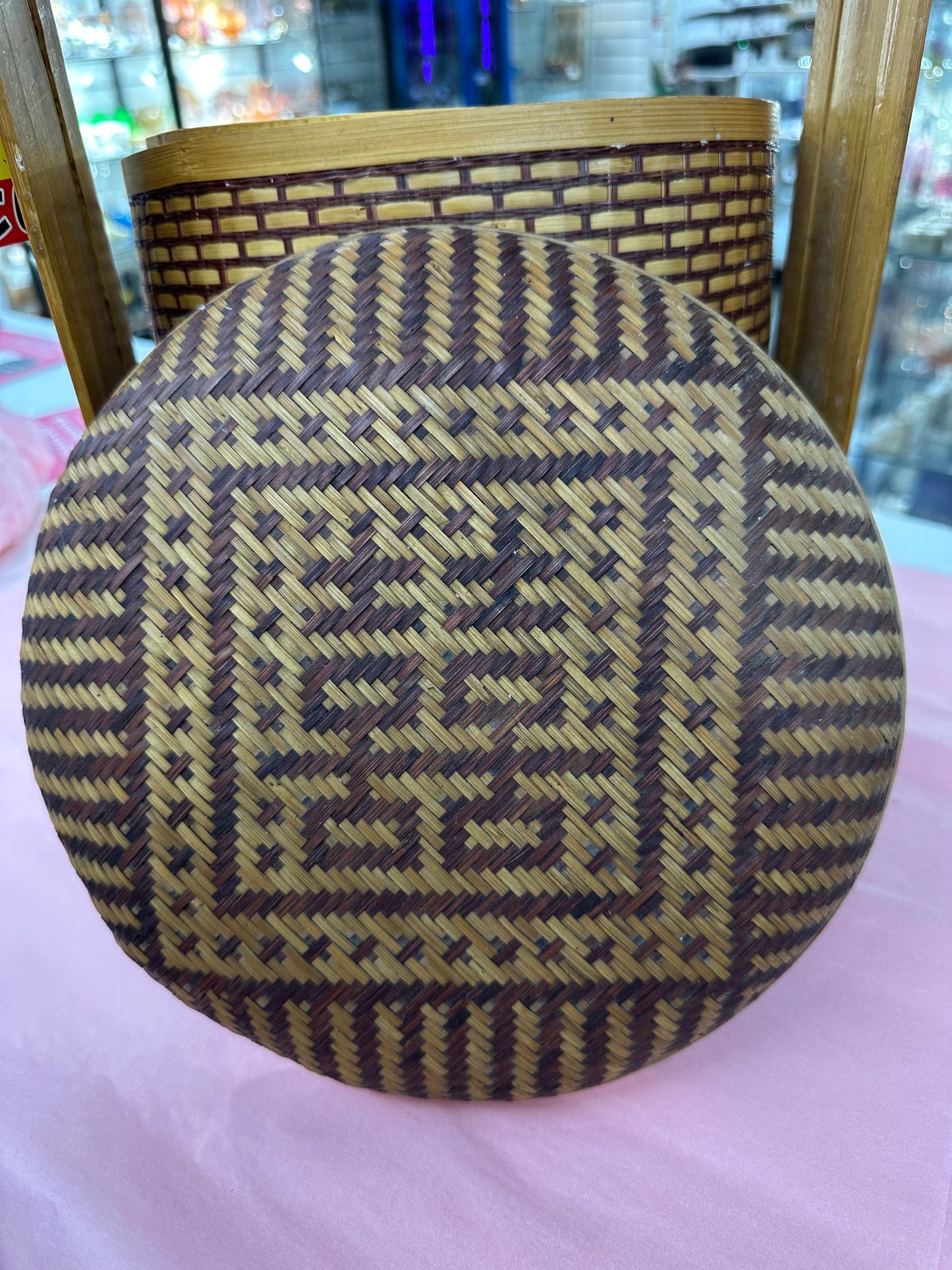 Vintage Chinese Wedding Basket , Bamboo Handwoven