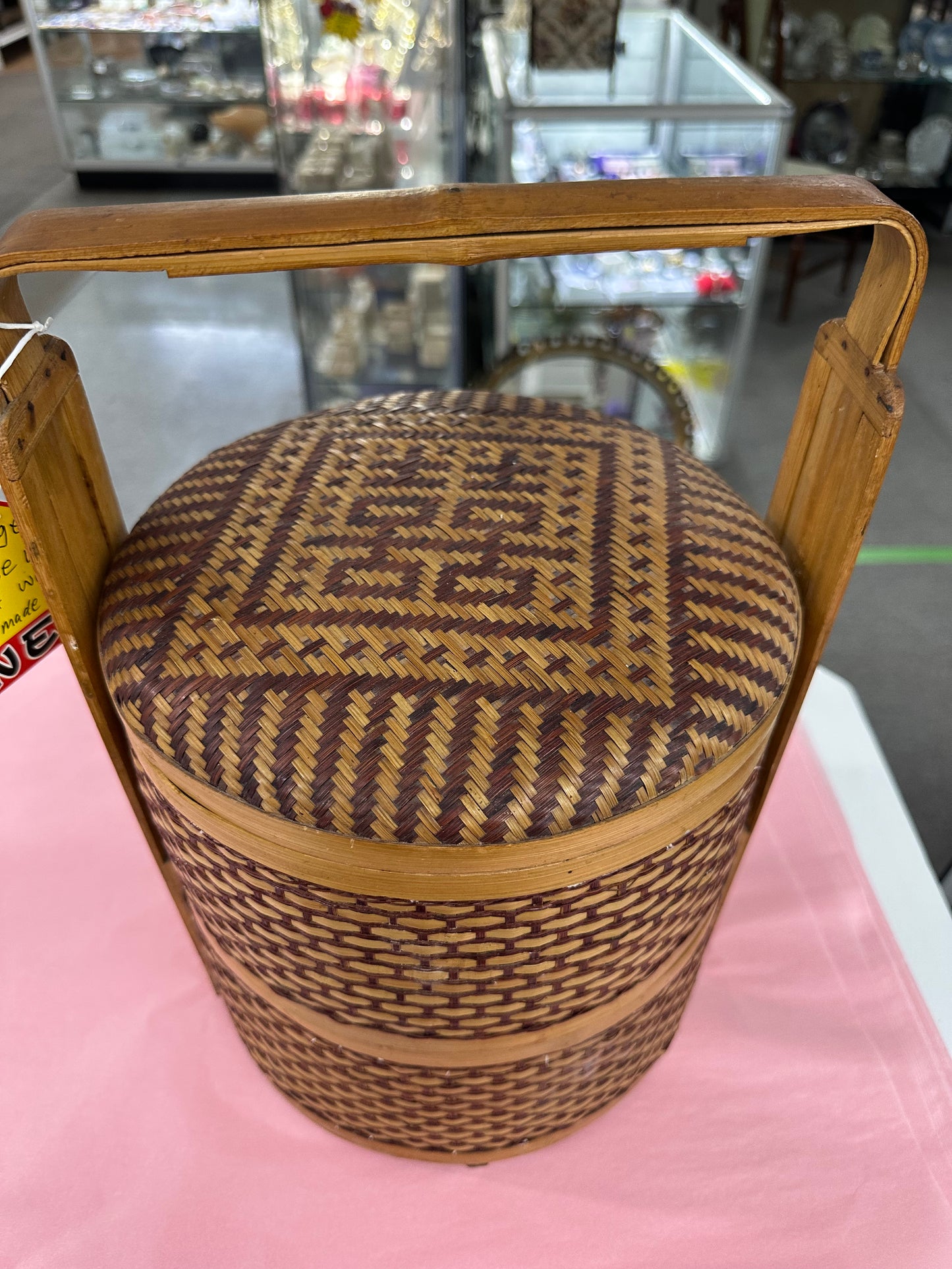 Vintage Chinese Wedding Basket , Bamboo Handwoven