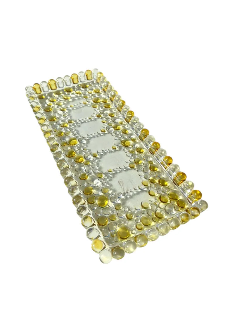 Waltherglas Bubble Glass Serving Tray – 34cm Vintage Clear & Amber