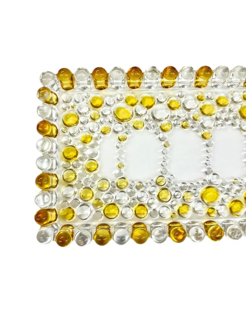 Waltherglas Bubble Glass Serving Tray – 34cm Vintage Clear & Amber