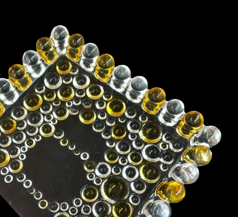 Waltherglas Bubble Glass Serving Tray – 34cm Vintage Clear & Amber