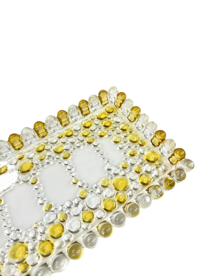 Waltherglas Bubble Glass Serving Tray – 34cm Vintage Clear & Amber