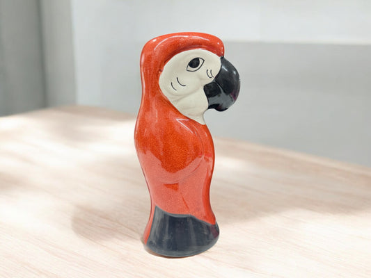 Vintage Ceramic Parrot Vase – Red Mid-Century Bird Design