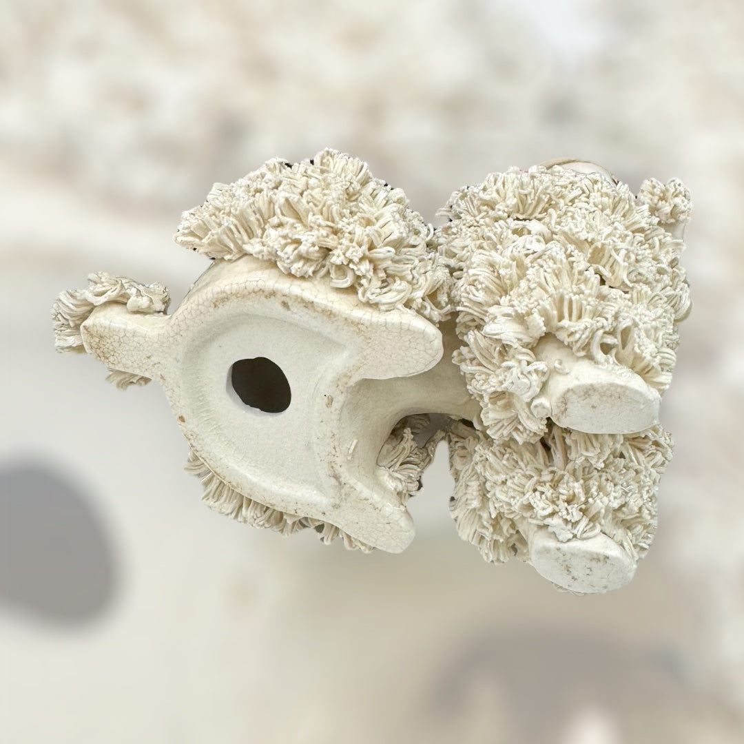 Vintage Ceramic Poodle Figurine with Red Hat – Mid-Century Kitsch