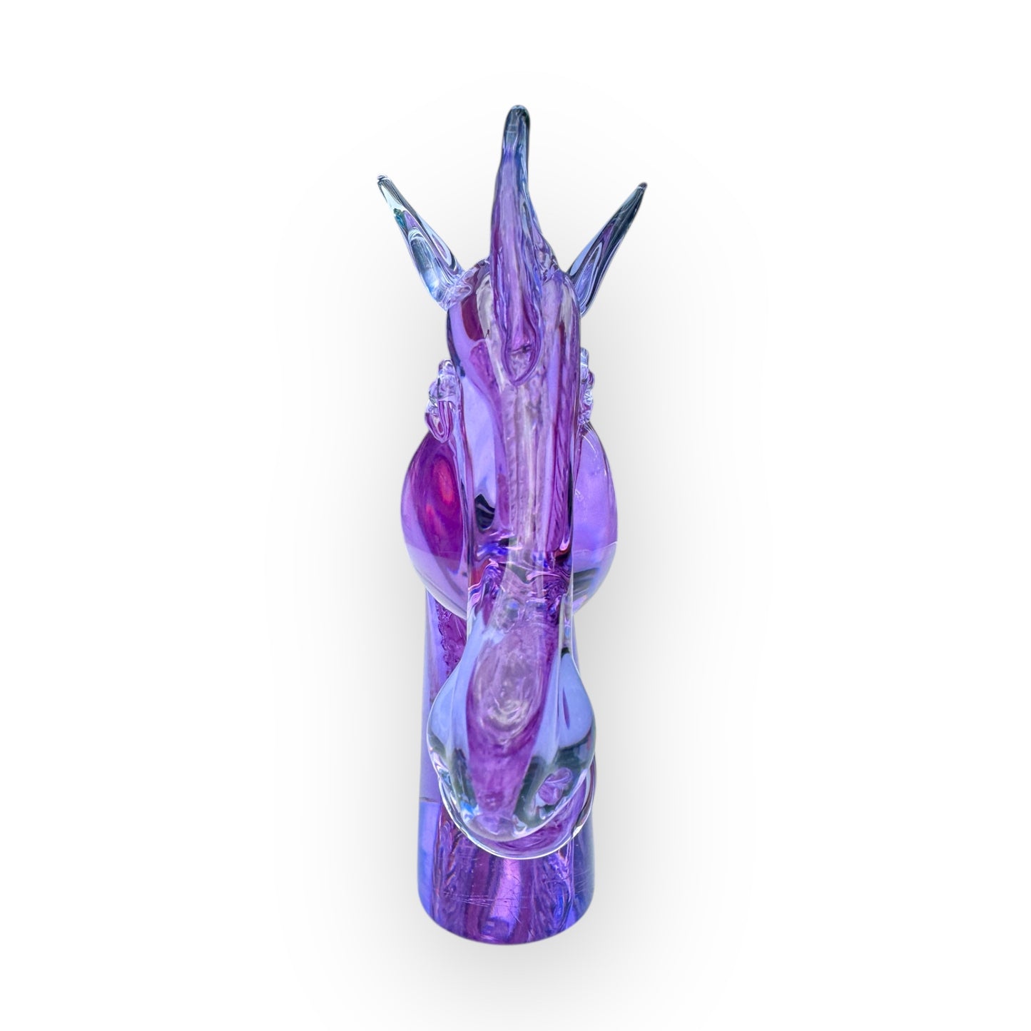 Murano Neodymium Glass Horse Head Sculpture – Signed Licio Zanetti